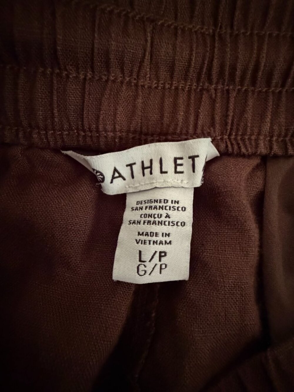 Athleta Retreat Linen High Rise Wide Leg Pant Size Large Petite Brown NWOT - Picture 14 of 14